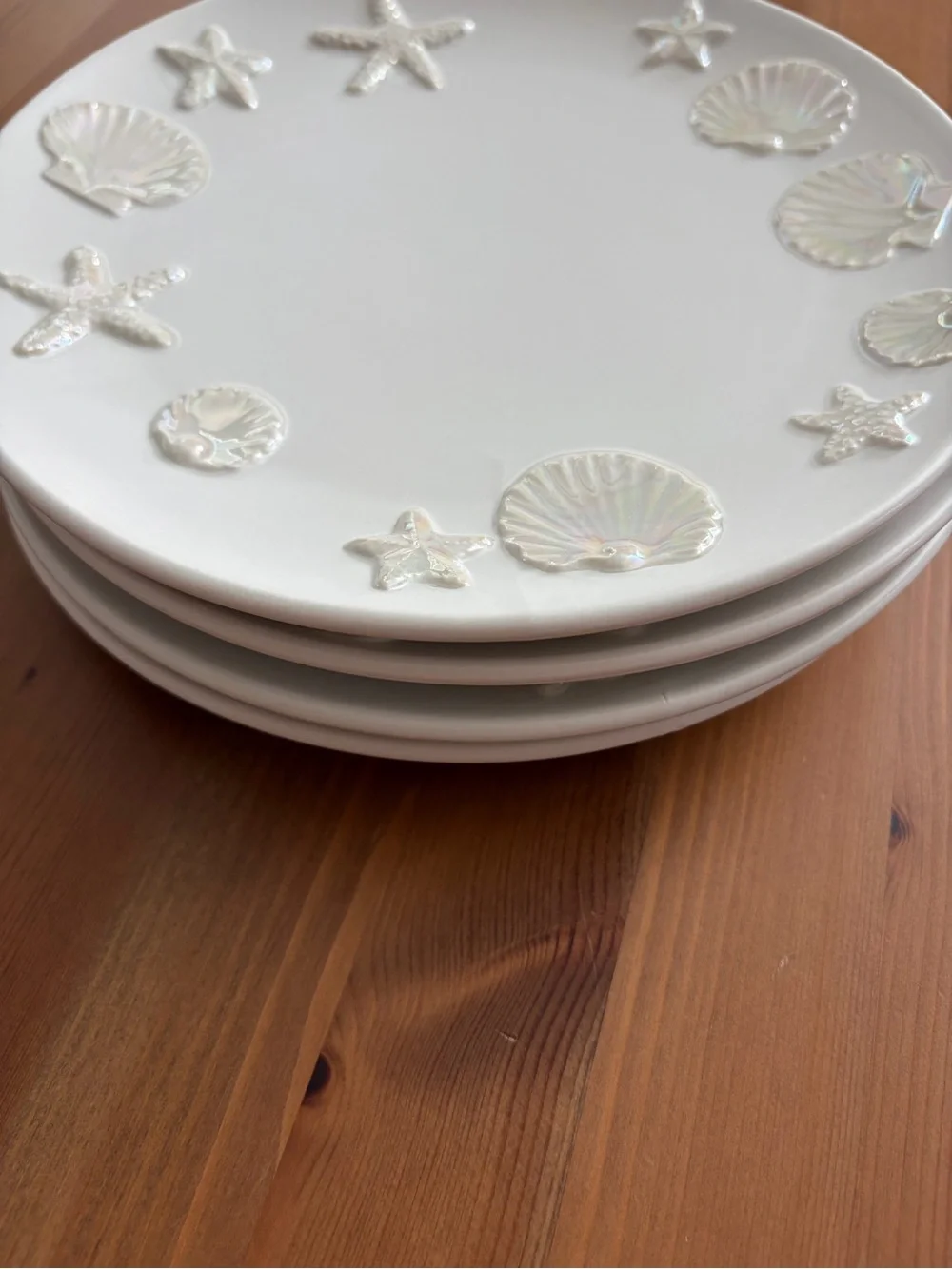 Pottery Barn Coastal Embossed Stoneware Salad Plates - Set Of 4